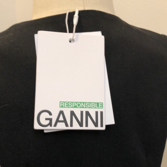 GANNI Mini Dress / Sleeveless Vest Black Cotton Sz 34 US Sz 2 New w Tags! Lined - Picture 8 of 9